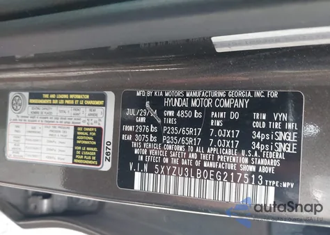 2014 Hyundai Santa Fe Sport 2.4L z USA, uszkodzony, nr VIN 5XYZU3LB0EG217513